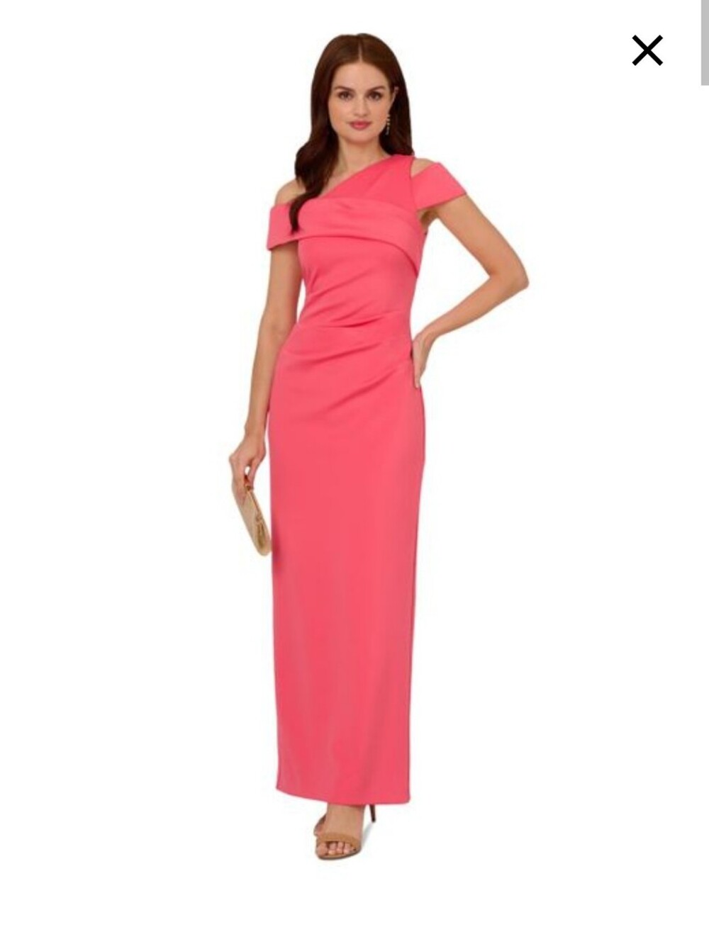 NWT Adrianna Papell Azalea Pink Asymmetrical Drape Gown 22W Formal Evening $219